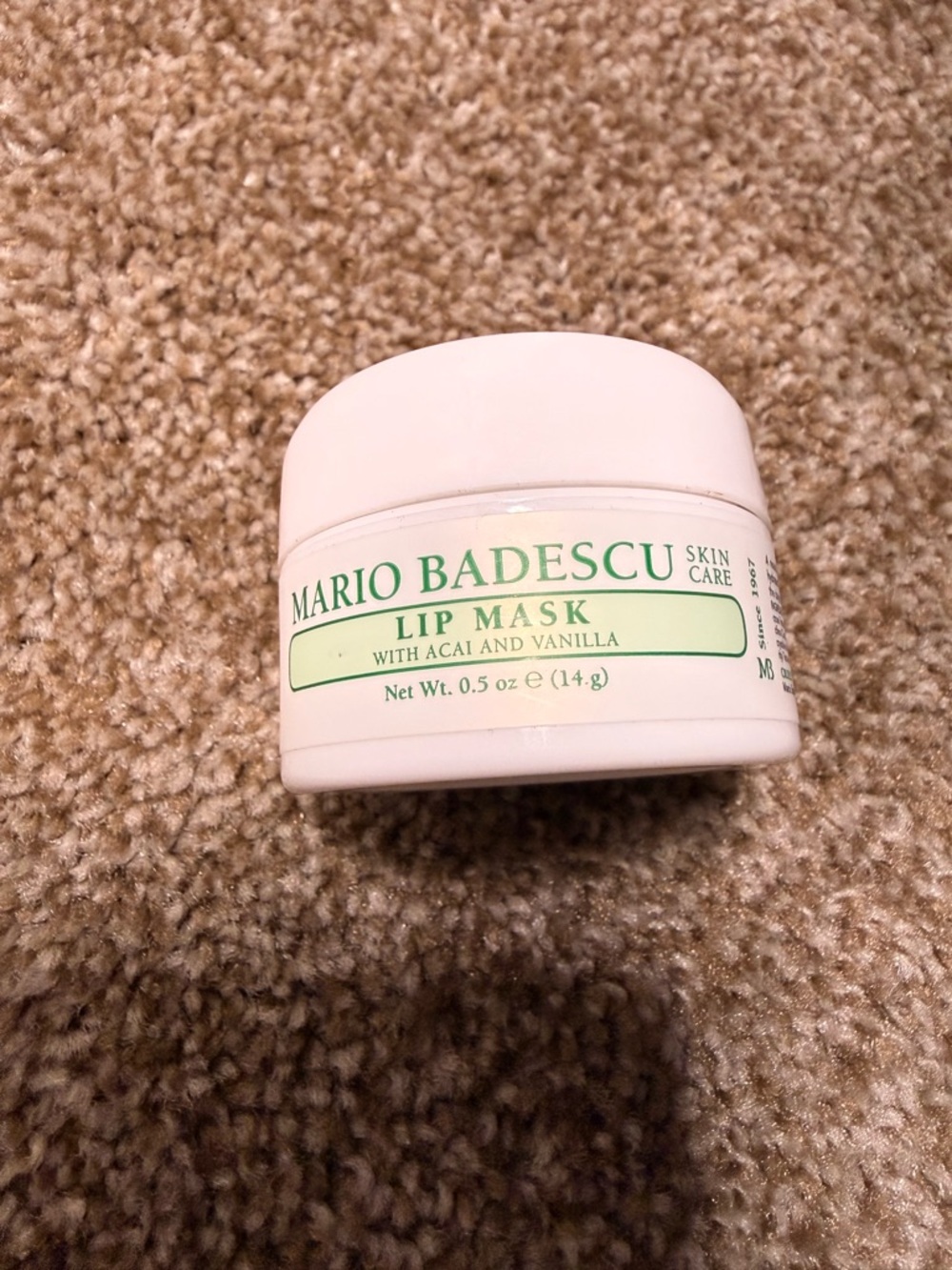 Mario Badescu White Lip Mask Jar with Green Label